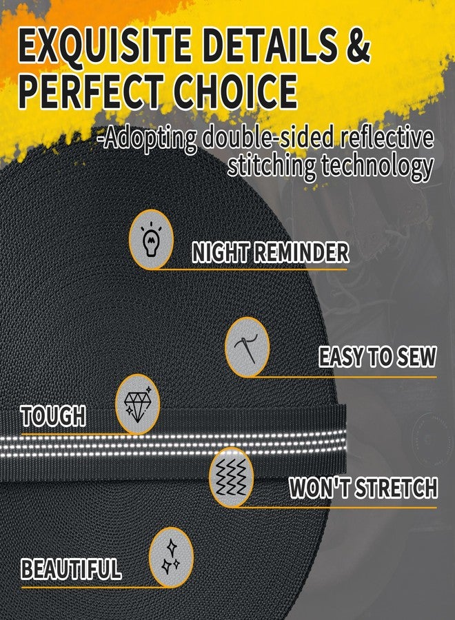 WEBSUKA Double-Sided Reflection Polyester Webbing Strap 5+Colors 1"– 25Yards Heavy Duty Webbing Roll, Flat Webbing for Night Safe Reminder Indoor&Outdoor Gear, Climbing, DIY Crafting, Repairing - Image 2