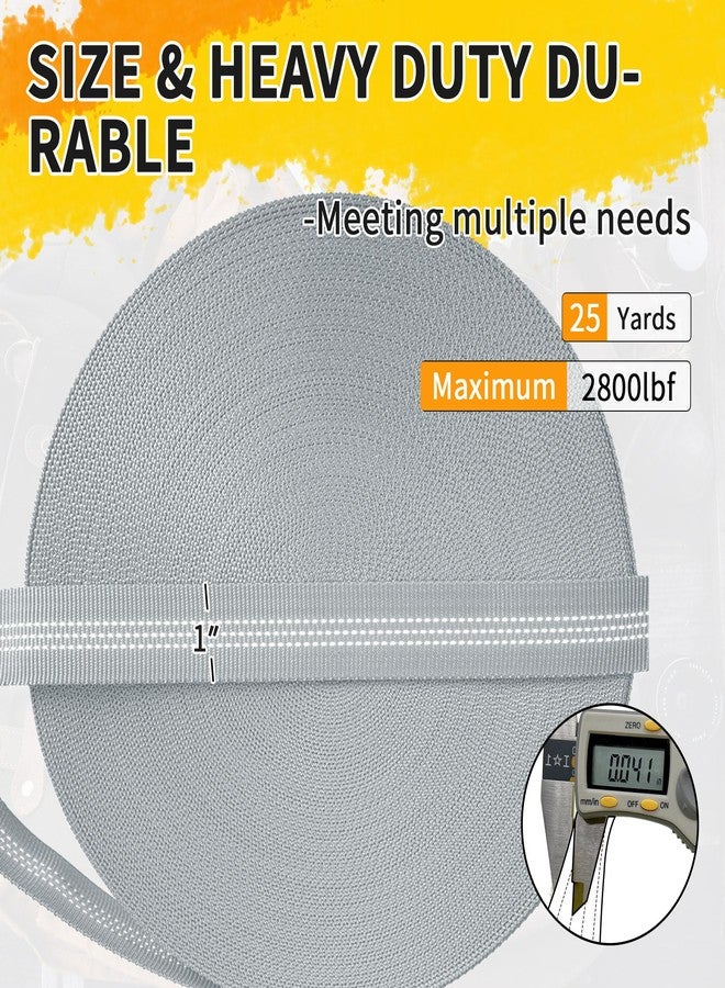 WEBSUKA Double-Sided Reflection Polyester Webbing Strap 5+Colors 1"– 25Yards Heavy Duty Webbing Roll, Flat Webbing for Night Safe Reminder Indoor&Outdoor Gear, Climbing, DIY Crafting, Repairing - Image 4