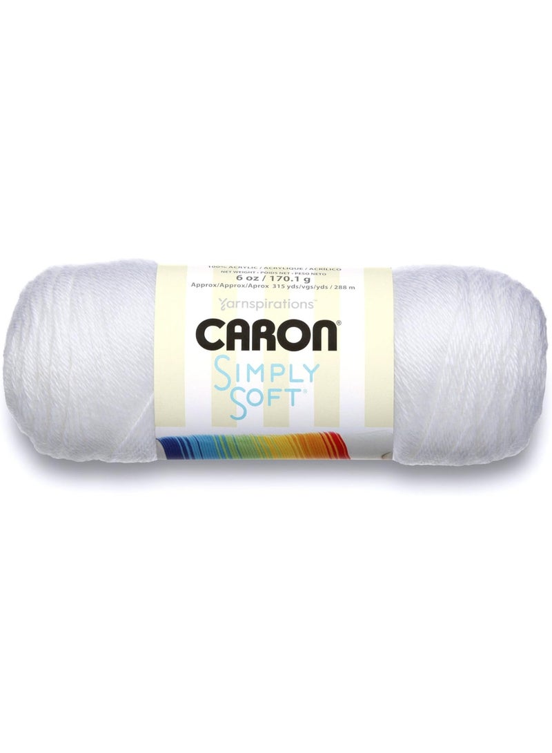 CARON Simply Soft Premium Acrylic Yarn – White (170g/6oz) – Medium 4 Gauge – Soft, Lustrous Yarn for Knitting and Crochet - Image 1