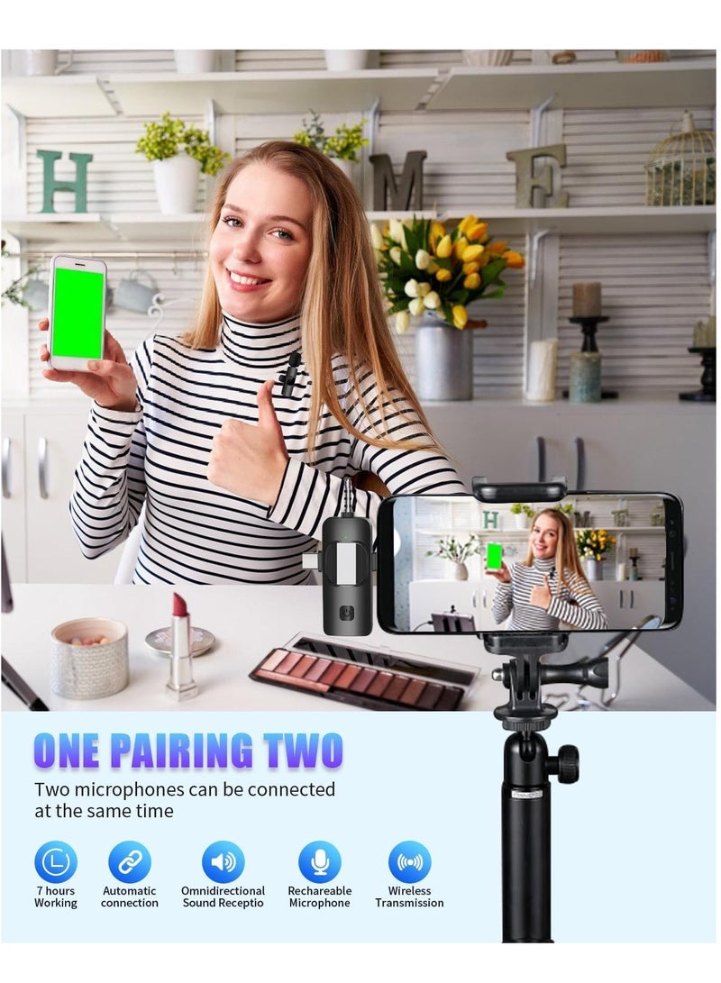 general Wireless Lavailer Microphone for iPhone, Android, Camera, iPad, USB C, 4 in 1 Professional Mini Microphone with Noise Reduction, Wireless Mic for Video Recording, Vlog, YouTube, TikTok - Image 2