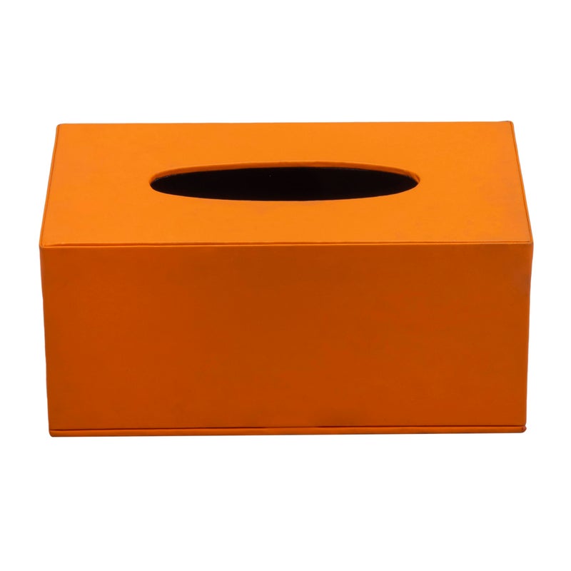 Abrazo Faux Leather Tissue Paper Holder & Napkin Dispenser for Office, Living Room, Bedroom, Night Stand & Desk (Orange) - Image 4
