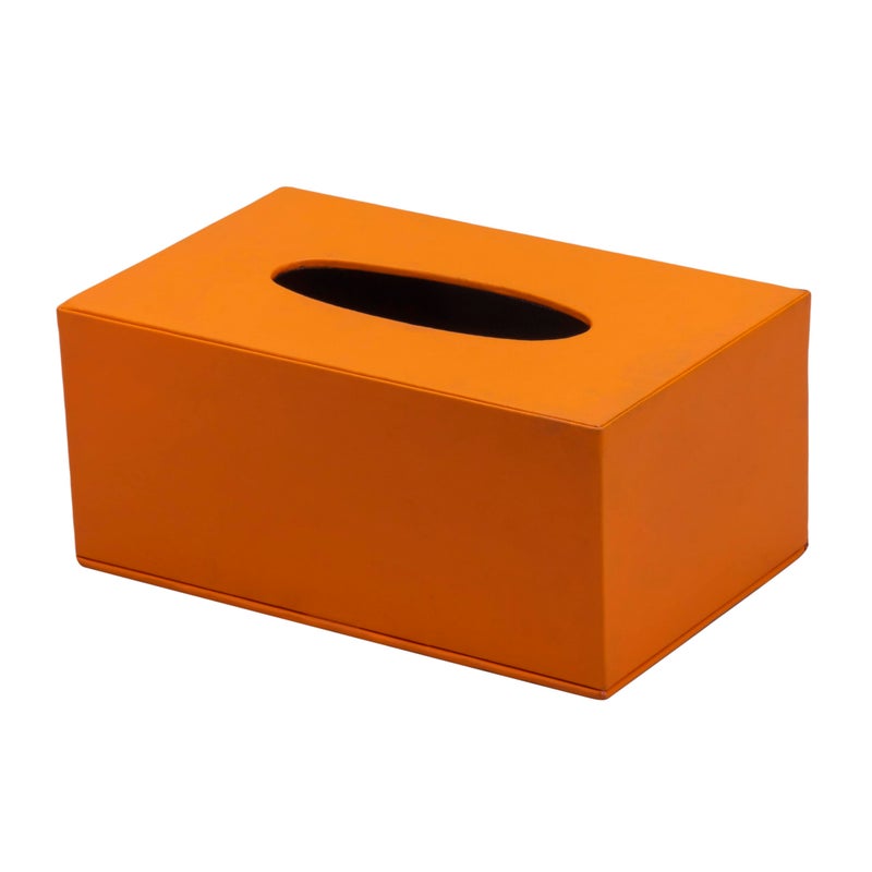 Abrazo Faux Leather Tissue Paper Holder & Napkin Dispenser for Office, Living Room, Bedroom, Night Stand & Desk (Orange) - Image 3