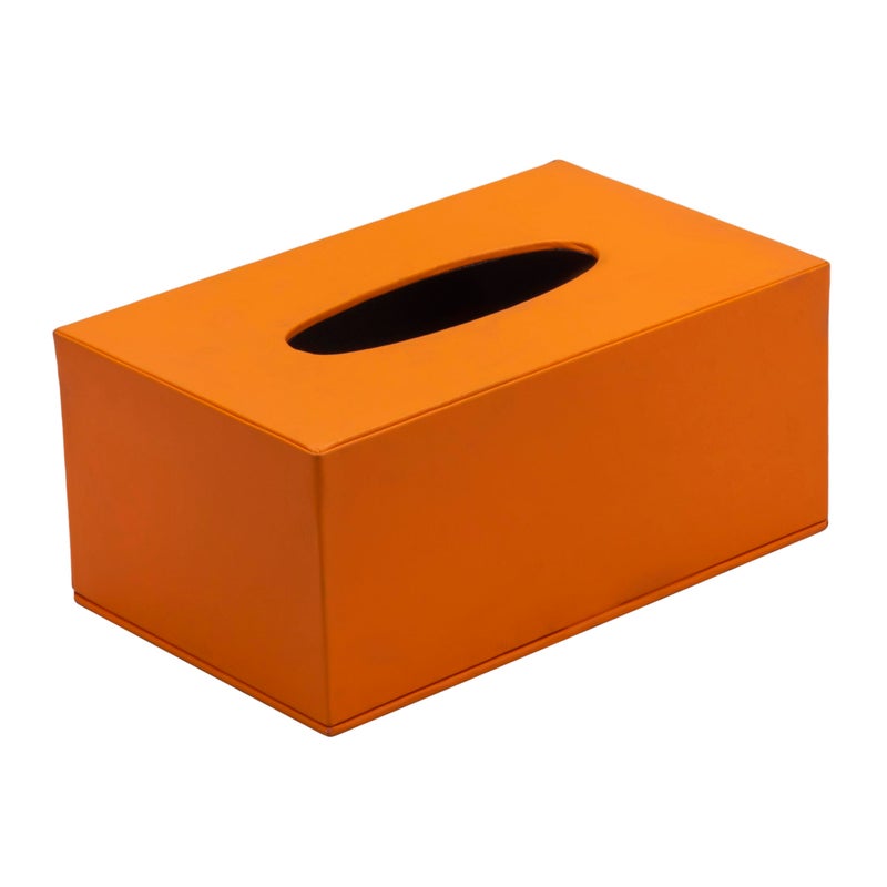 Abrazo Faux Leather Tissue Paper Holder & Napkin Dispenser for Office, Living Room, Bedroom, Night Stand & Desk (Orange) - Image 2