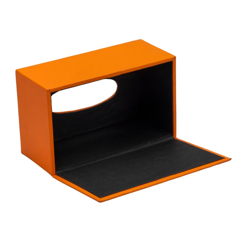 Abrazo Faux Leather Tissue Paper Holder & Napkin Dispenser for Office, Living Room, Bedroom, Night Stand & Desk (Orange) - Image 5