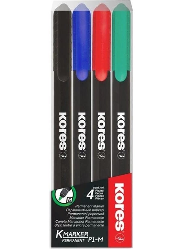 Kores Acetate Pen 4 Colors 1.0 mm 1 Pack CD Pen M Felt Tip Pen Indelible Colored Permanent Pen  - Image 1