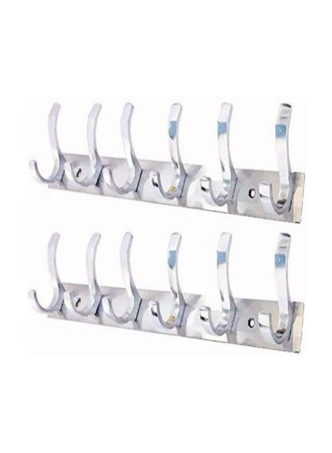 BATHONIX S-Hook Hanger Stainless Steel 6 Pin Cloth Hanger Wall Mounted (Pack of 2) - Image 1
