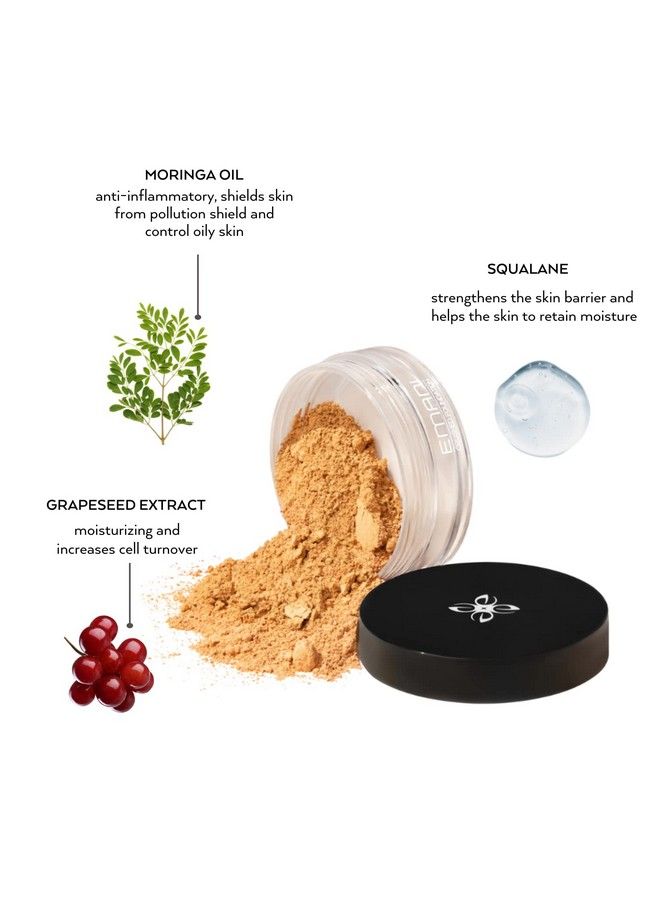 Emani Perfecting Crushed Foundation Hd Full Finish Skincaring Acne Safe Foundation Powder For All Skin Types. 100% Natural With Physical Spf Creasefree & Noncaking Finish Bisque (Light Medium) - Image 5