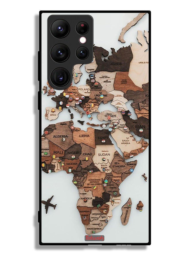 Tolwak غطاء حماية لجهاز سامسونج جالكسي S22 ألترا 5G بتصميم خريطة العالم - Image 3