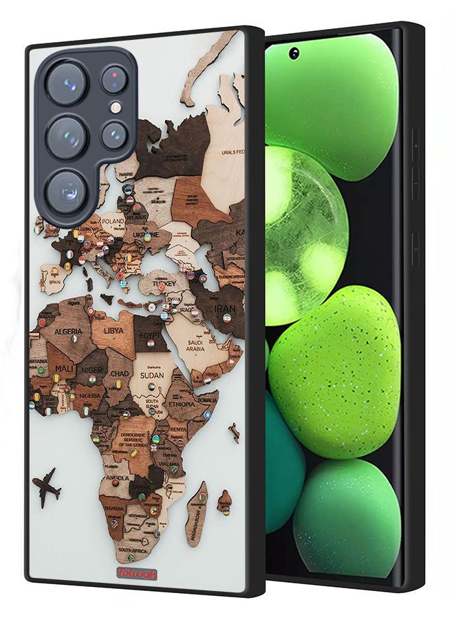 Tolwak غطاء حماية لجهاز سامسونج جالكسي S22 ألترا 5G بتصميم خريطة العالم - Image 1
