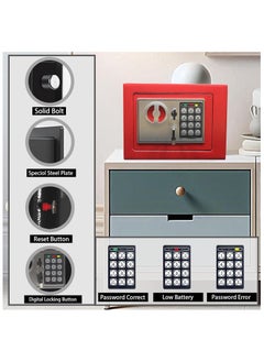 Hihonor Security Safe - Digital Safe Electronic Steel Lock Box with Keypad to Protect Money, Jewelry, Passports for Home, Business or Travel Red  - Image 2