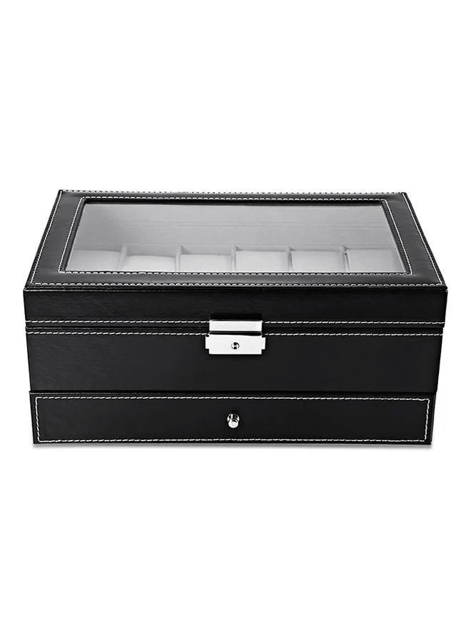 Unisex 12-Compartment PU Leather Watch Organizer Box - Image 4