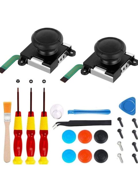 Joystick Replacement for Joycon Game Console Repair Tools 24pcs 3D Analog Thumb Stick Nintendo Switch Joy Con Controller Include Tri Wing & Screwdriver Tool