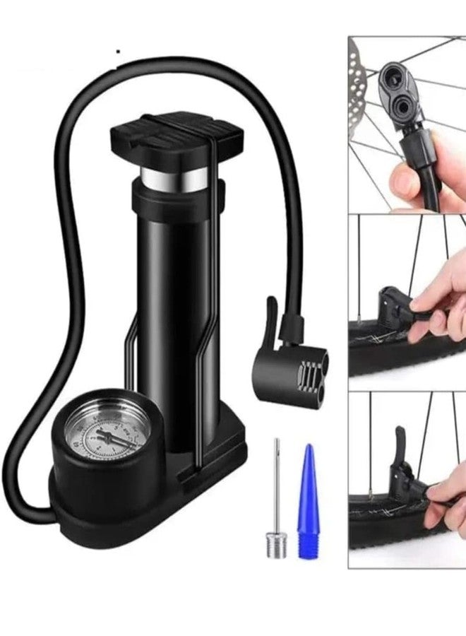 IDELLA Bike Cycle Pump Portable Activated High Pressure Universal Foot Air Pump with Needle Extra Pressure Gauge Lightweight Pump for Motorbike, Cars, Bicycle, Football, Balloons, Scooter - Image 5