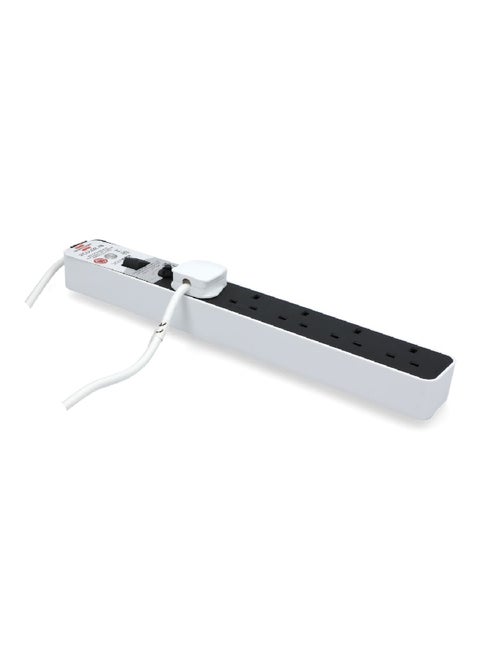 5-Way Angle Plug Extension Cord Black and White 1.5 m