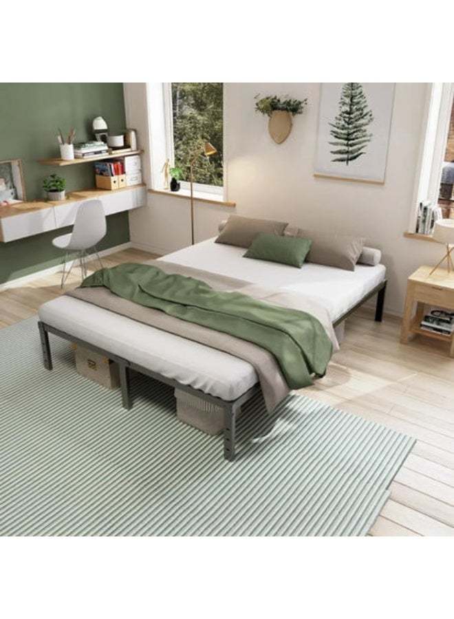 HOCC 35.6CM High Metal Platform Bed Frame 201.9 x 192 CM – King Size Bed Frame Heavy Duty Steel Slats, No Box Spring, Under Bed Storage, Black - Image 5