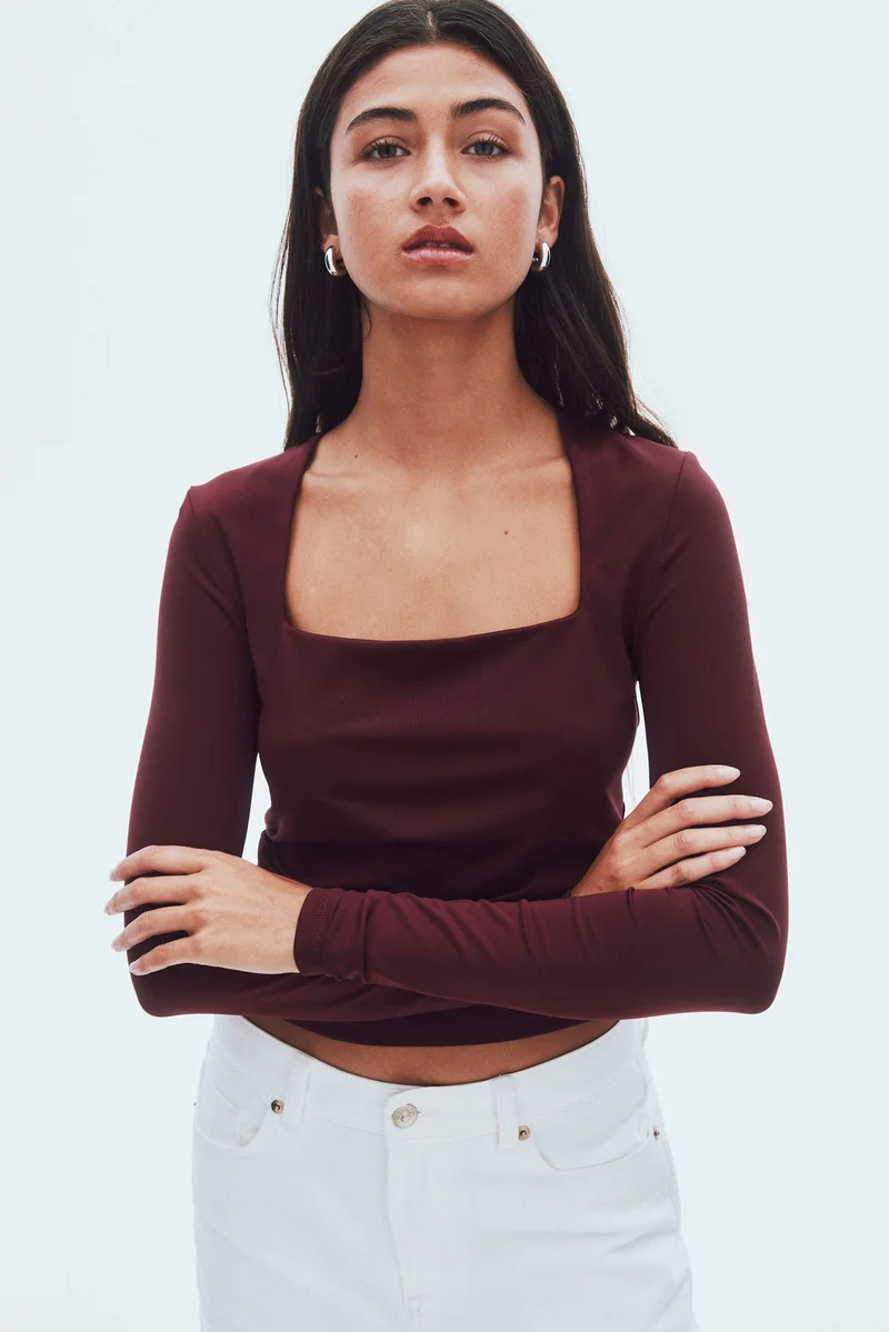 H&M Long-sleeved microfibre top