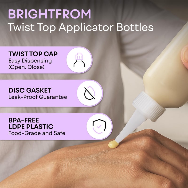 BRIGHTFROM Squeeze Hair Color Applicator Bottles with Red Top Cap, 4 OZ Empty Plastic Containers, Refillable, Leak Proof - Open/Close Nozzle - Multi Purpose/Coloring (Pack of 2) - Image 2