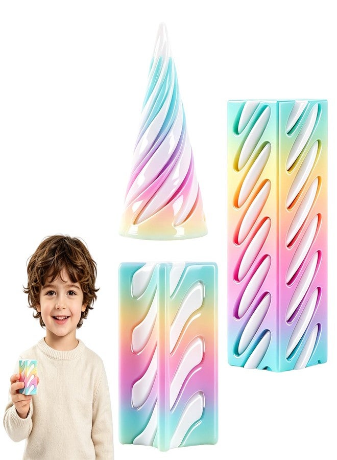 Aeenioy 3 Packs Impossible Cone, Spiral Cone Fidget Toy,Fidget Cone, 3D Printed Toy,Impossible Pyramid Passthrough Toy for Stress and Anxiety Relaxing (Colorful) - Image 1