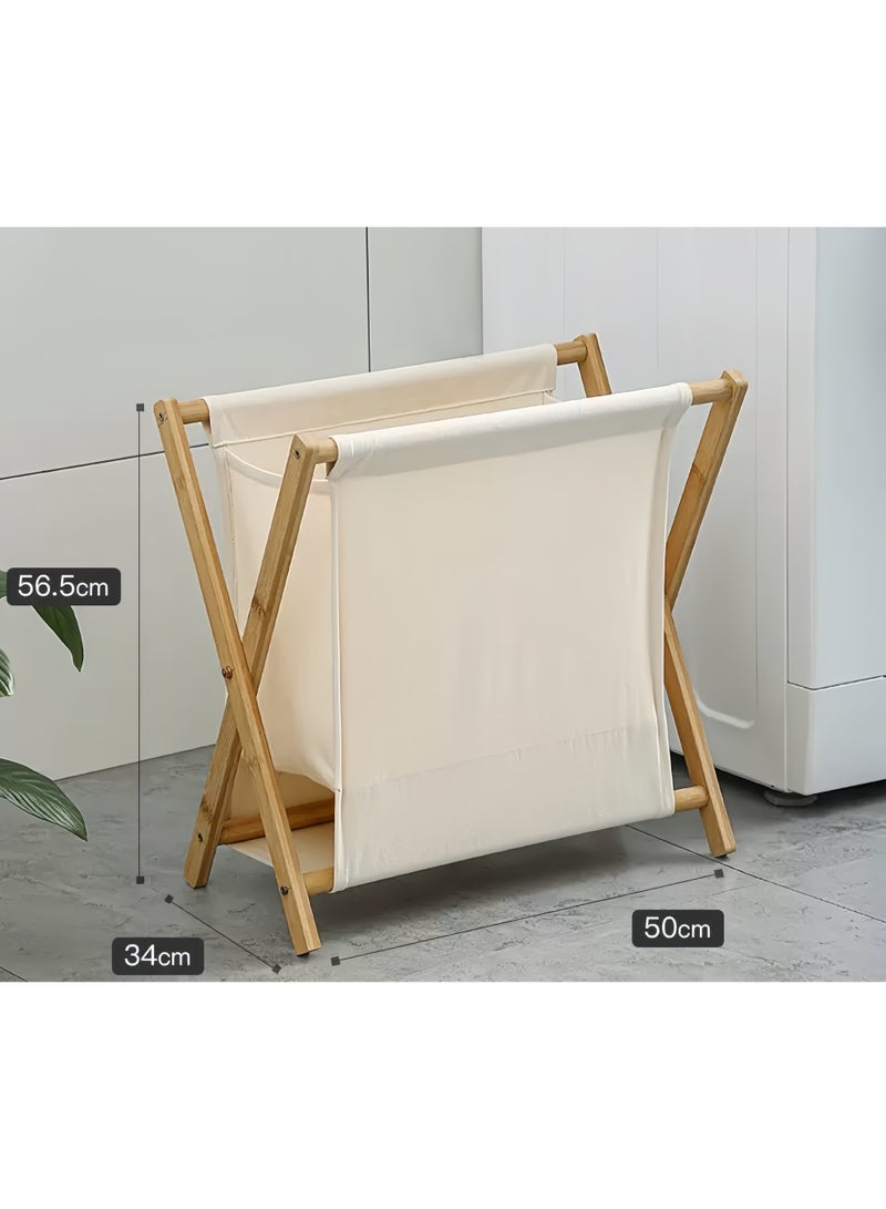 Lee Yon Portable Laundry Hamper Fordable Dirty Clothes Large Storage Basket Laundry Basket Yoga Mat Storage Basket Toys Storage Organizer Clothes Storage for Bathroom Bedroom ( Beige , 56.5 × 50 × 34 cm) - Image 2