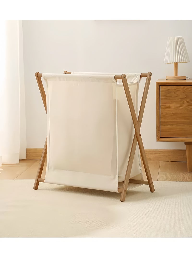 Lee Yon Portable Laundry Hamper Fordable Dirty Clothes Large Storage Basket Laundry Basket Yoga Mat Storage Basket Toys Storage Organizer Clothes Storage for Bathroom Bedroom ( Beige , 56.5 × 50 × 34 cm) - Image 1