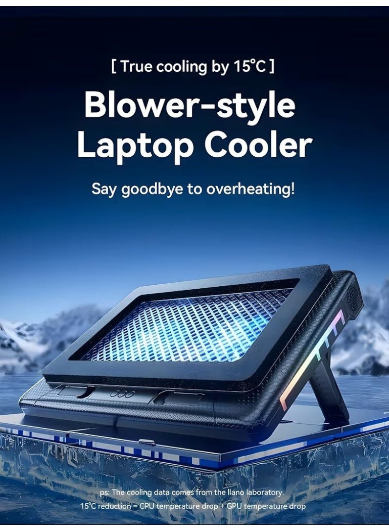 كراش قاعدة تبريد للكمبيوتر المحمول C7000، تعمل بمنفذ USB، مزودة بمروحة تبريد، مناسبة لأجهزة الكمبيوتر المحمولة من 12 إلى 17 بوصة، قابلة لتعديل الارتفاع، هادئة، مزودة بمراوح متعددة، تصميم مانع للانزلاق، مبرد محمول للكمبيوتر المحمول. - Image 4