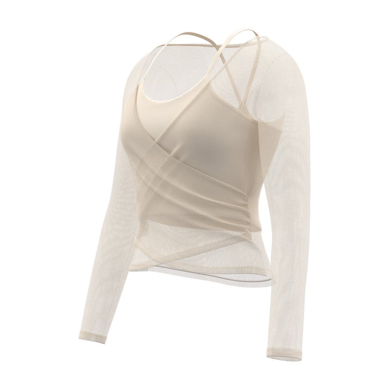 Juyitang Women's Long Sleeve Yoga Top with Bra Pads, Breathable - Image 1