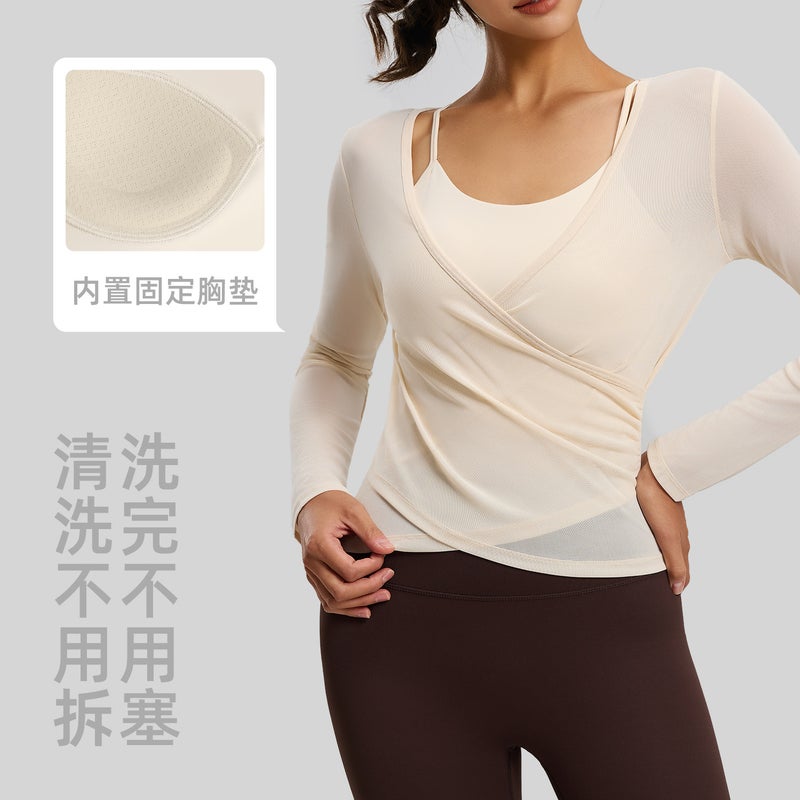 Juyitang Women's Long Sleeve Yoga Top with Bra Pads, Breathable - Image 4