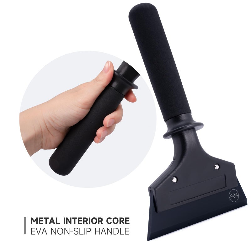 FOSHIO Small Squeegee for Window & Shower Glass Doors, Heavy Duty Metal Handle with 3 Rubber Blades & Car Windshield Ice Scrapers - Image 4