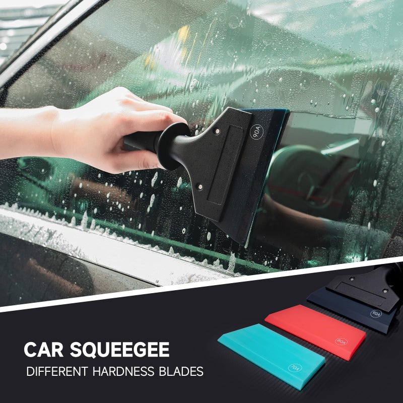 FOSHIO Small Squeegee for Window & Shower Glass Doors, Heavy Duty Metal Handle with 3 Rubber Blades & Car Windshield Ice Scrapers - Image 5