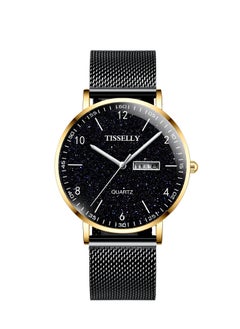 T079 Starry Sky Gold Case Blue Face Black Mesh Strap