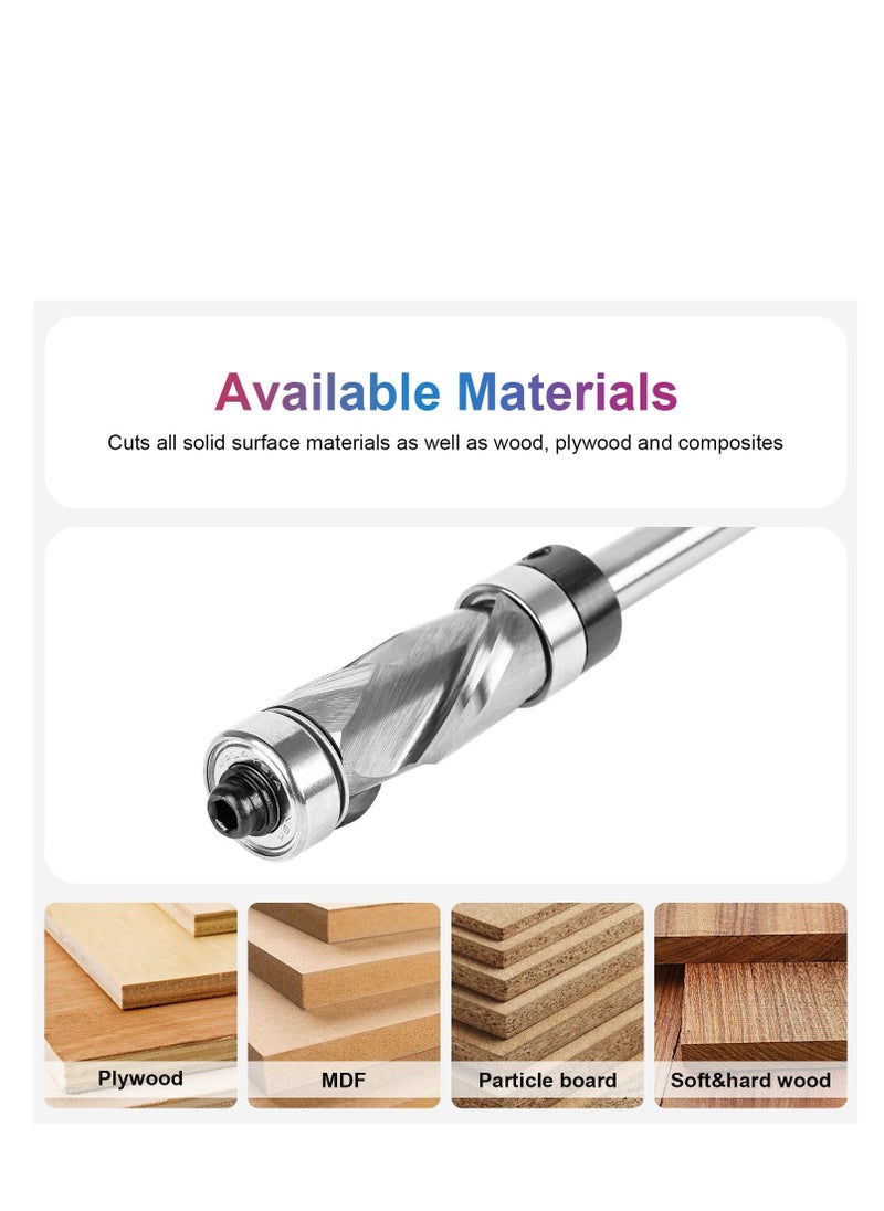 Y&D - Carbide Compressiom Flush Trim Router Bit Top & Bottom Bearing 1/2 inch Cutting Dia with 1/4 Shank Pattern Template Woodworking Tool - Image 1
