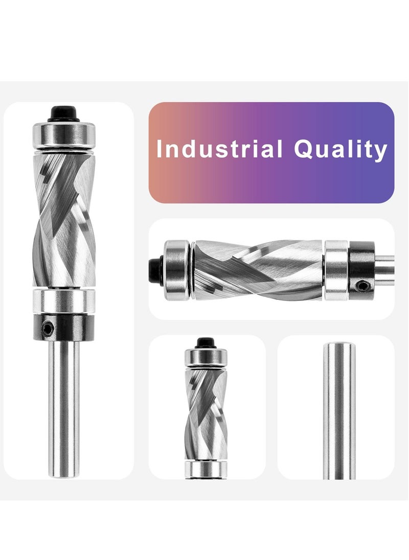 Y&D - Carbide Compressiom Flush Trim Router Bit Top & Bottom Bearing 1/2 inch Cutting Dia with 1/4 Shank Pattern Template Woodworking Tool - Image 1