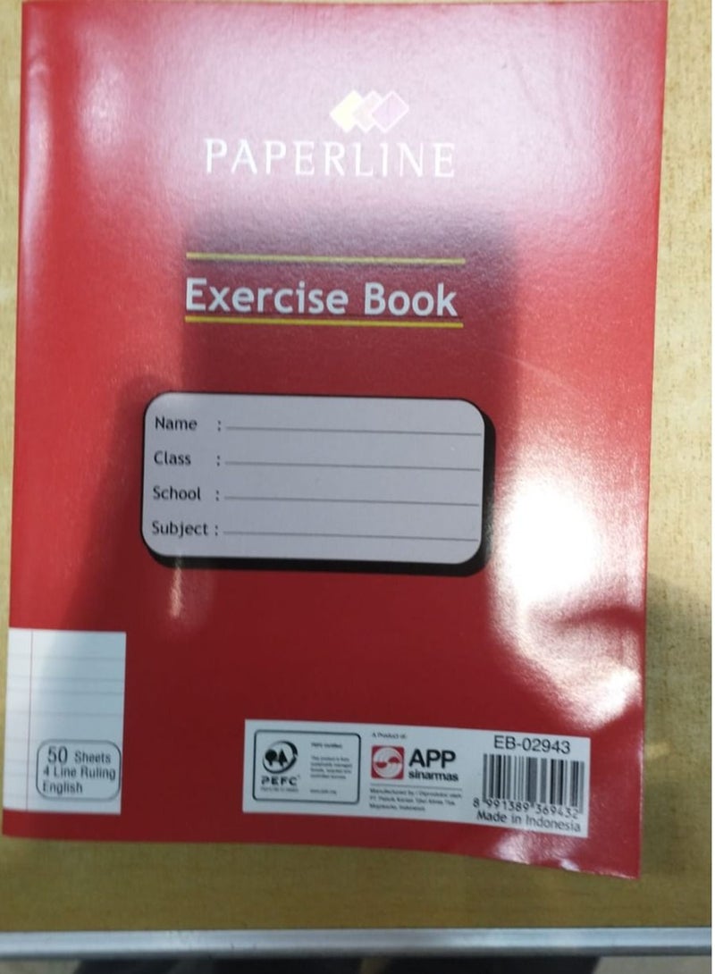 paperline 6-Pieces Single Line Exercise Book 50 Sheet