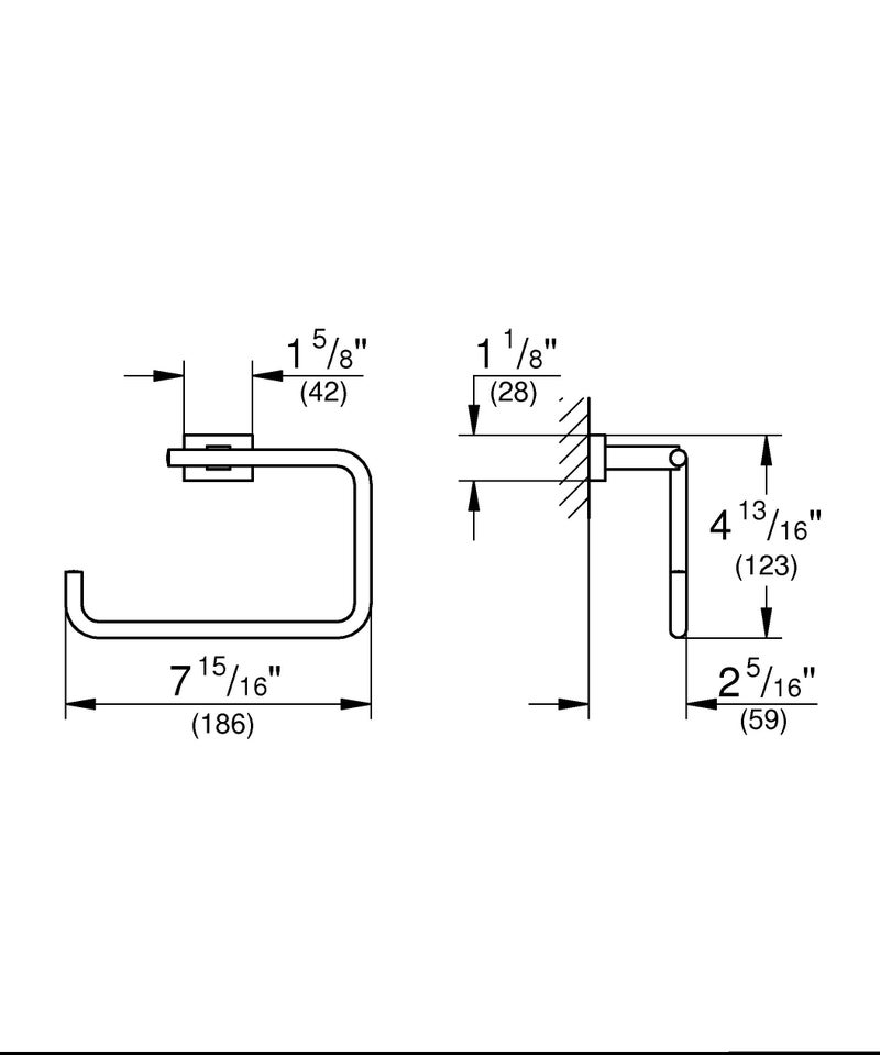 Grohe 40510001 Essentials Cube Metal 7.48-in. Towel Ring, Starlight Chrome - Image 2