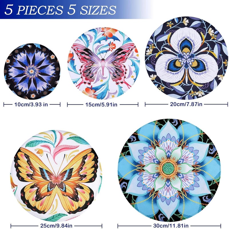 Revahope 5 Pieces Bowl Covers Reusable, 5 Size Elastic Cloth Bowl Covers for Bread Proofing, Food Covers Washable for Food Fruits Leftover (Lotus Floral) - Image 2
