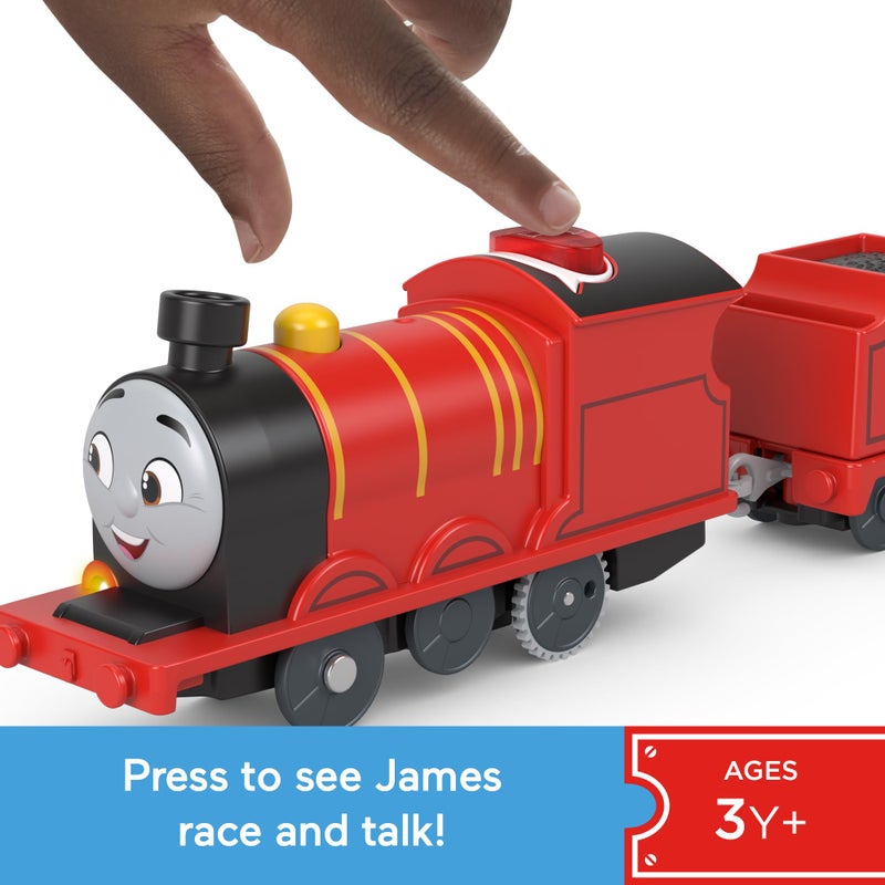 Thomas & Friends Motorized Toy Train Talking James Battery-Powered Engine with Sounds & Phrases for Pretend Play Preschool Kids Ages 3+ Years - Image 2