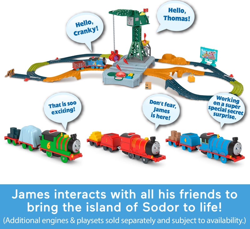 Thomas & Friends Motorized Toy Train Talking James Battery-Powered Engine with Sounds & Phrases for Pretend Play Preschool Kids Ages 3+ Years - Image 4
