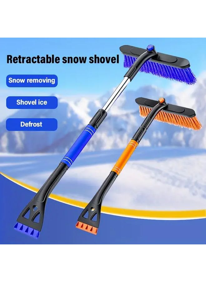 Blue Retractable Snow Shovel Brush with Ice Scraper Adjustable Handle ABS Car Tool - Image 2