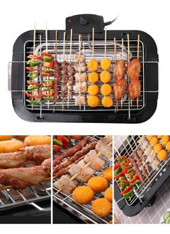 Smokeless Indoor/Outdoor Electric Grill Portable Tabletop Grill Kitchen BBQ Grills Adjustable Temperature Control,Removable Water Filled Drip Tray,2000W,Black（EU Plug）