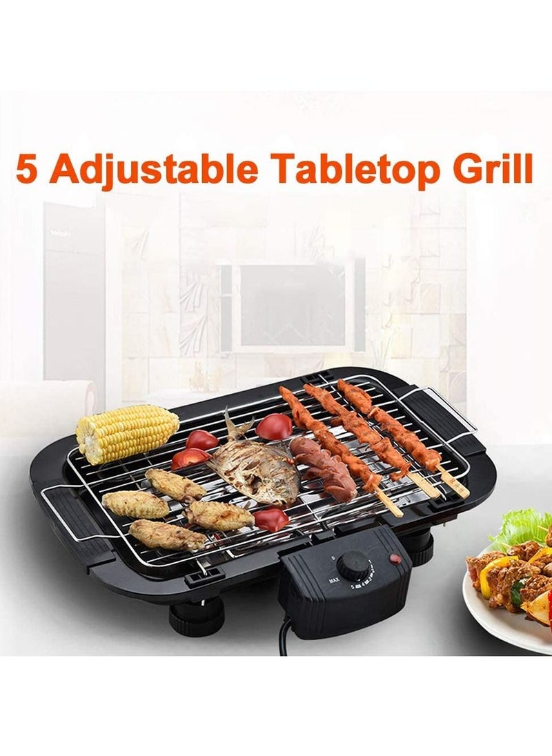 Generic - Smokeless Indoor/Outdoor Electric Grill Portable Tabletop Grill Kitchen BBQ Grills Adjustable Temperature Control,Removable Water Filled Drip Tray,2000W,Black（EU Plug） - Image 1