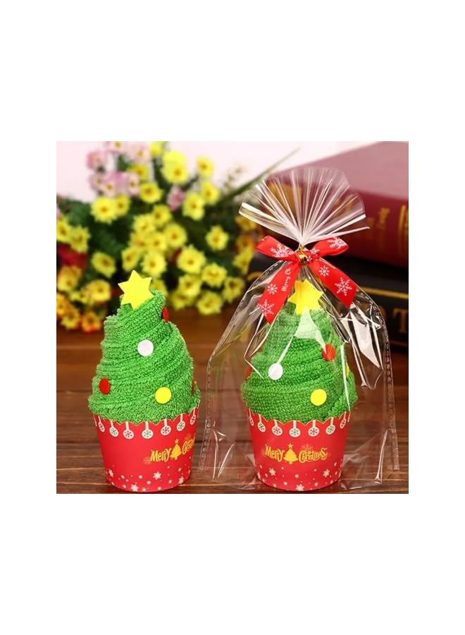 The Bros Cupcake Hand Towel Set - 3 Pack of Christmas Tree, Santa, and Snowman – 100% Cotton, Soft 30x30cm Christmas Towel - for Gifting, Stocking Stuffers, and Holiday Décor - Image 4
