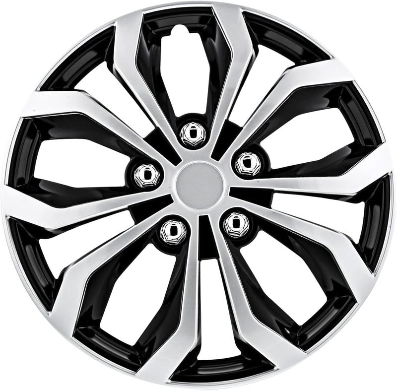 PILOT Automotive WH553-16S-BS 16 Inch Spyder Black & Silver Hubcap Wheel Covers For Cars - Set Of 4 - Fits Most Cars - Image 1