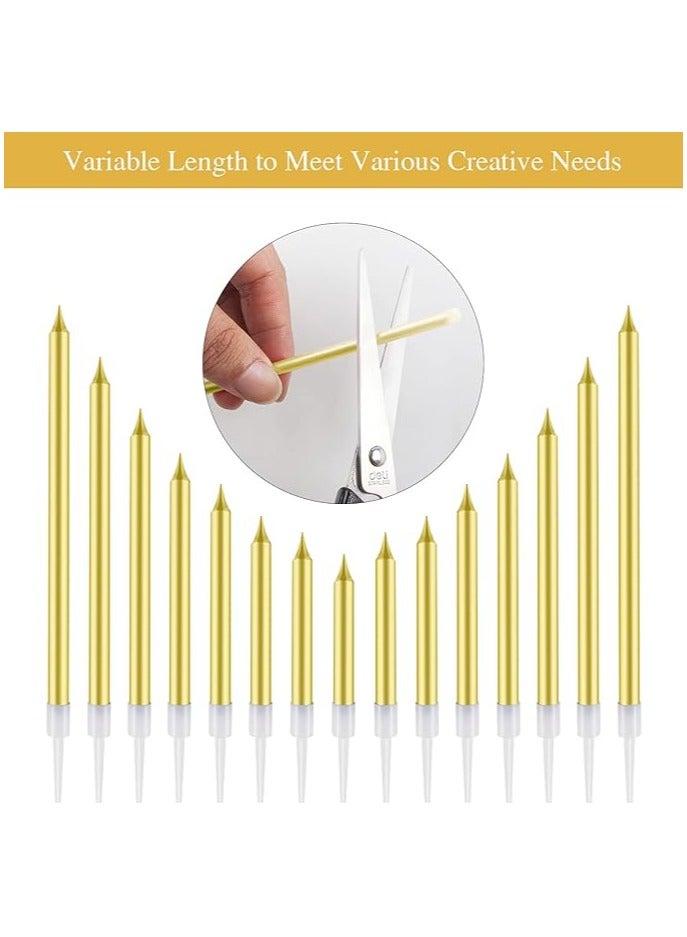 12 Count Birthday Candles Electroplate Birthday Candles Set Long Thin Cake Candles Slow Burning Candles for Birthday, Wedding, Lucky Party Decoration - Image 2
