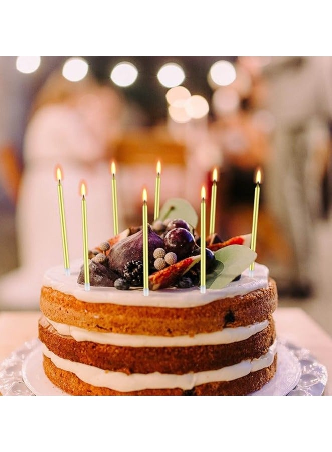 12 Count Birthday Candles Electroplate Birthday Candles Set Long Thin Cake Candles Slow Burning Candles for Birthday, Wedding, Lucky Party Decoration - Image 4