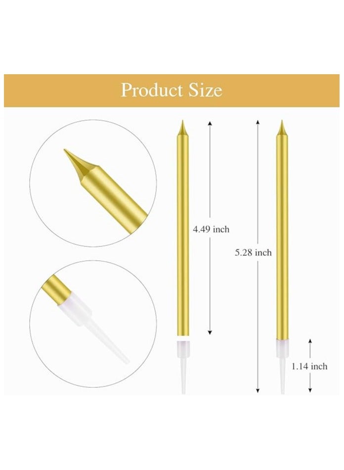 12 Count Birthday Candles Electroplate Birthday Candles Set Long Thin Cake Candles Slow Burning Candles for Birthday, Wedding, Lucky Party Decoration - Image 3