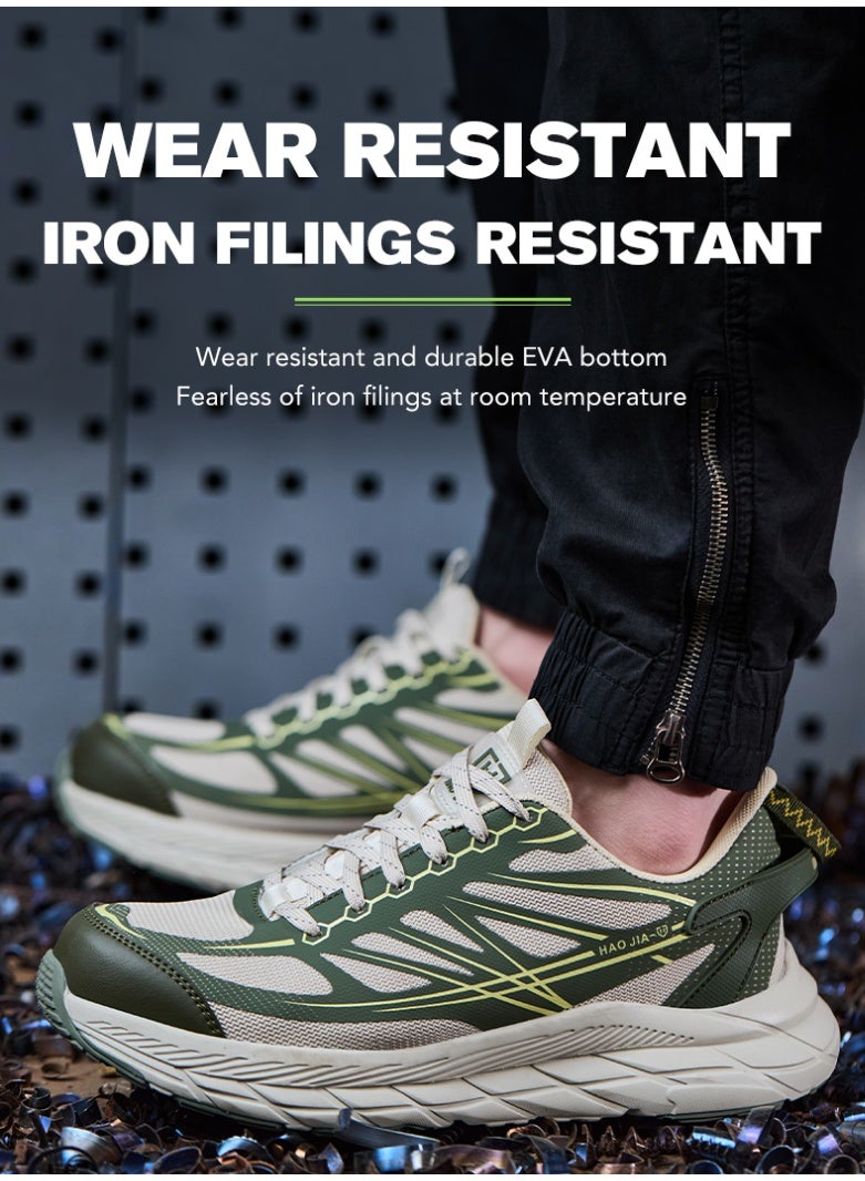 أحذية أمان رجالية ذات أصابع فولاذية، خفيفة الوزن ومريحة، مقاومة للثقب ومقاومة للانزلاق، مقاومة للتآكل ومتينة، مريحة لفترات طويلة من الوقوف، خفيفة الوزن وجيدة التهوية، أحذية عمل يمكن ارتداؤها أيضًا كأحذية رياضية عصرية. - Image 5