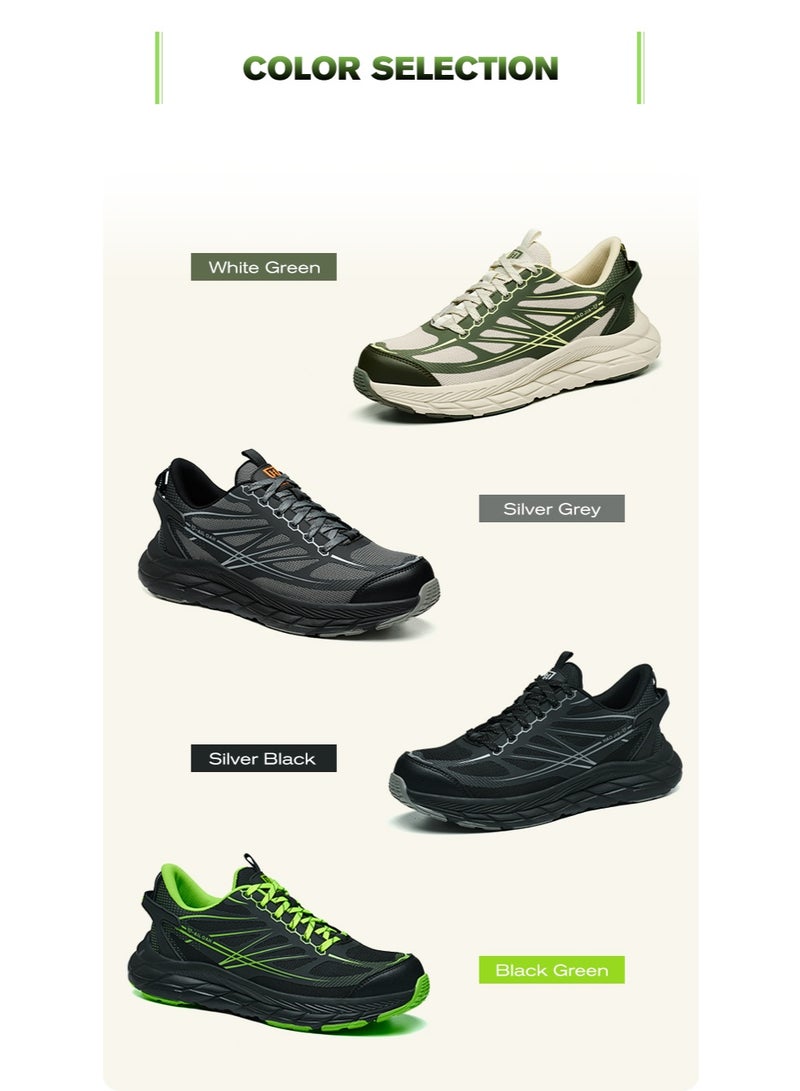 أحذية أمان رجالية ذات أصابع فولاذية، خفيفة الوزن ومريحة، مقاومة للثقب ومقاومة للانزلاق، مقاومة للتآكل ومتينة، مريحة لفترات طويلة من الوقوف، خفيفة الوزن وجيدة التهوية، أحذية عمل يمكن ارتداؤها أيضًا كأحذية رياضية عصرية. - Image 2