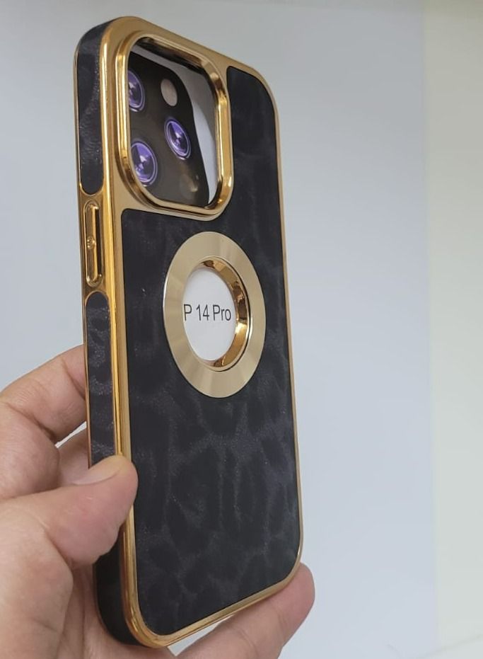 High quality leather case compatible with iPhone 14 pro black colour - Image 3