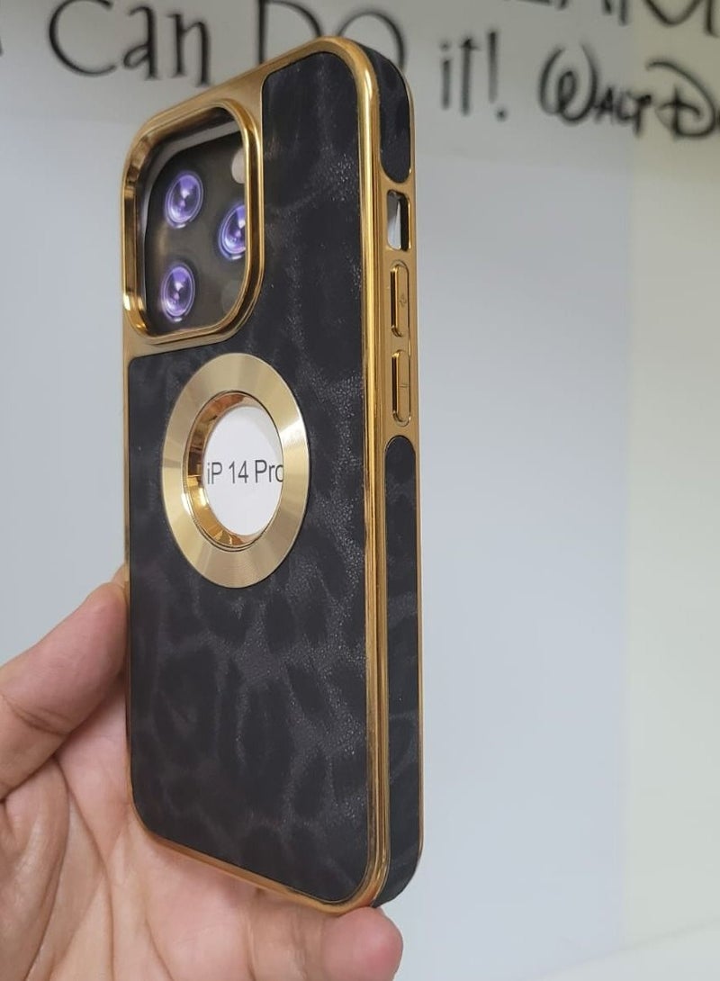 High quality leather case compatible with iPhone 14 pro black colour - Image 2