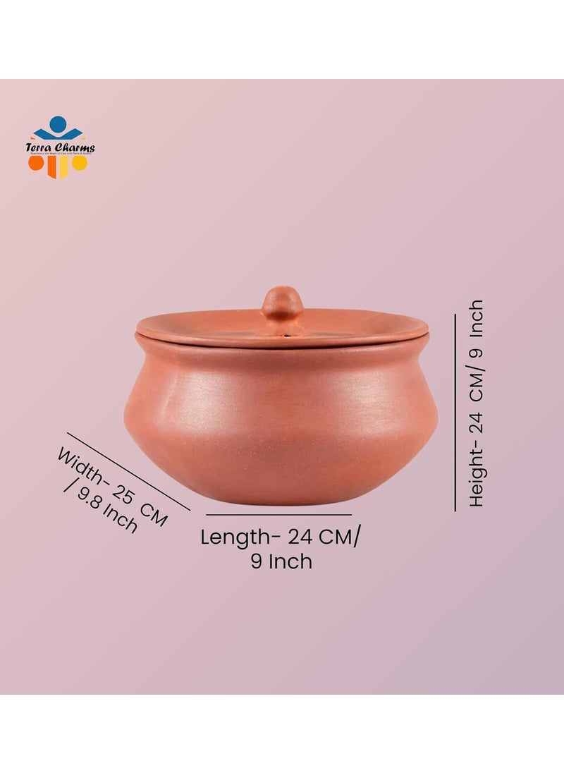 Terra Charms Terra Charms Terracotta Clay Serving Pot Cooking Pot SOYA Been Pot Enhance Naturelly Taste Large Mitti Dahi Handi 1800 ml Earthenware Brown 1800 ML  - Image 3